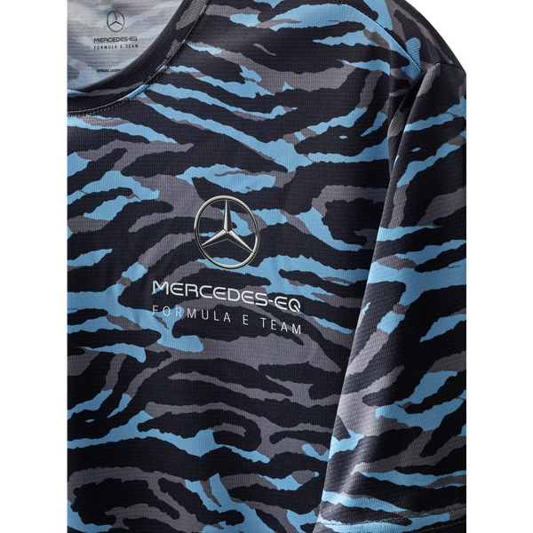 Mercedes Benz EQ Formula E Team Womens S8 Graphic Camo Blue T-Shirt
