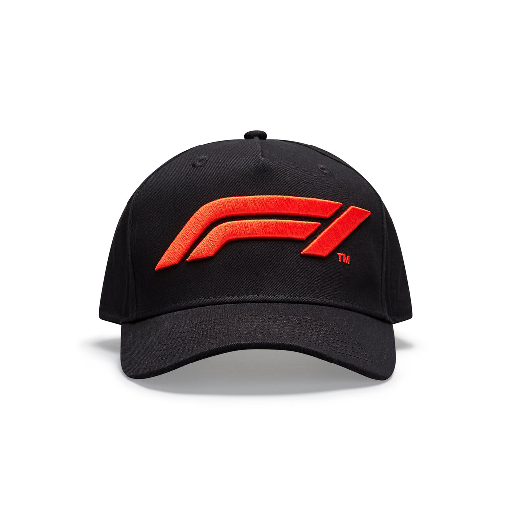 F1 Collection Unisex Large Logo Baseball Black/White/Red Hat