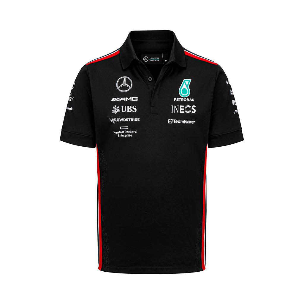 Mercedes AMG Petronas F1 Team Mens Black/White Polo