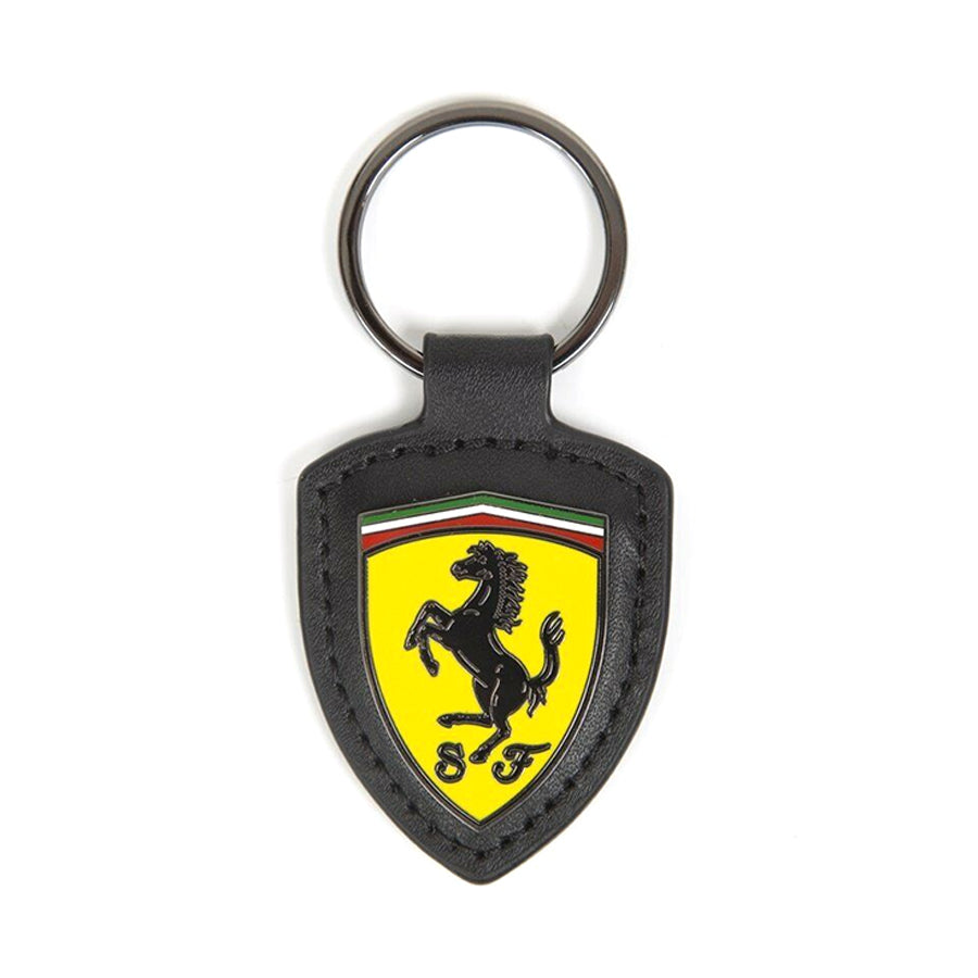 Scuderia Ferrari F1 Team Leather Shield Keychain Fob Black Keyring