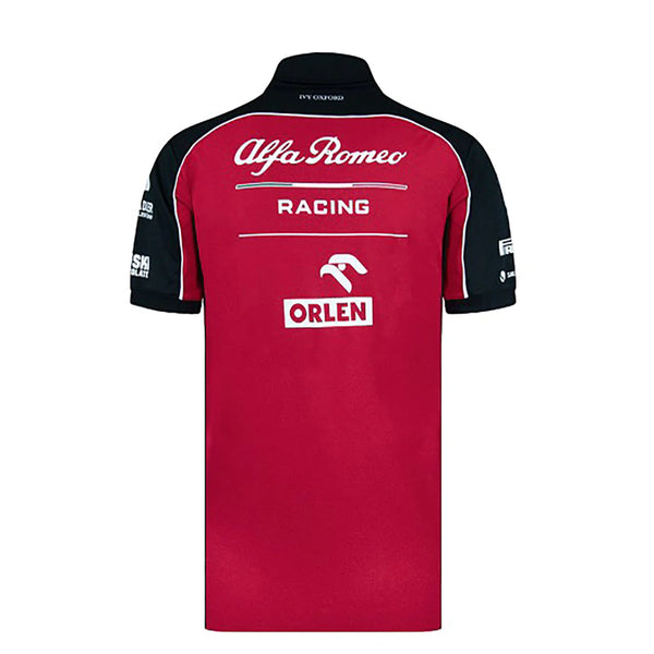Alfa Romeo Racing F1 Team Mens Orlen Black and Red Polo Shirt