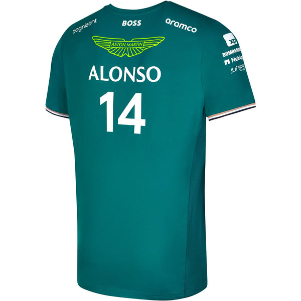 Aston Martin Official F1 Driver Fernando Alonso Mens Green T-Shirt