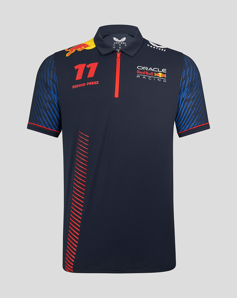 Oracle Red Bull Racing F1 Driver Sergio "Checo" Perez Mens Short Sleeve Night Sky Blue Polo Shirt