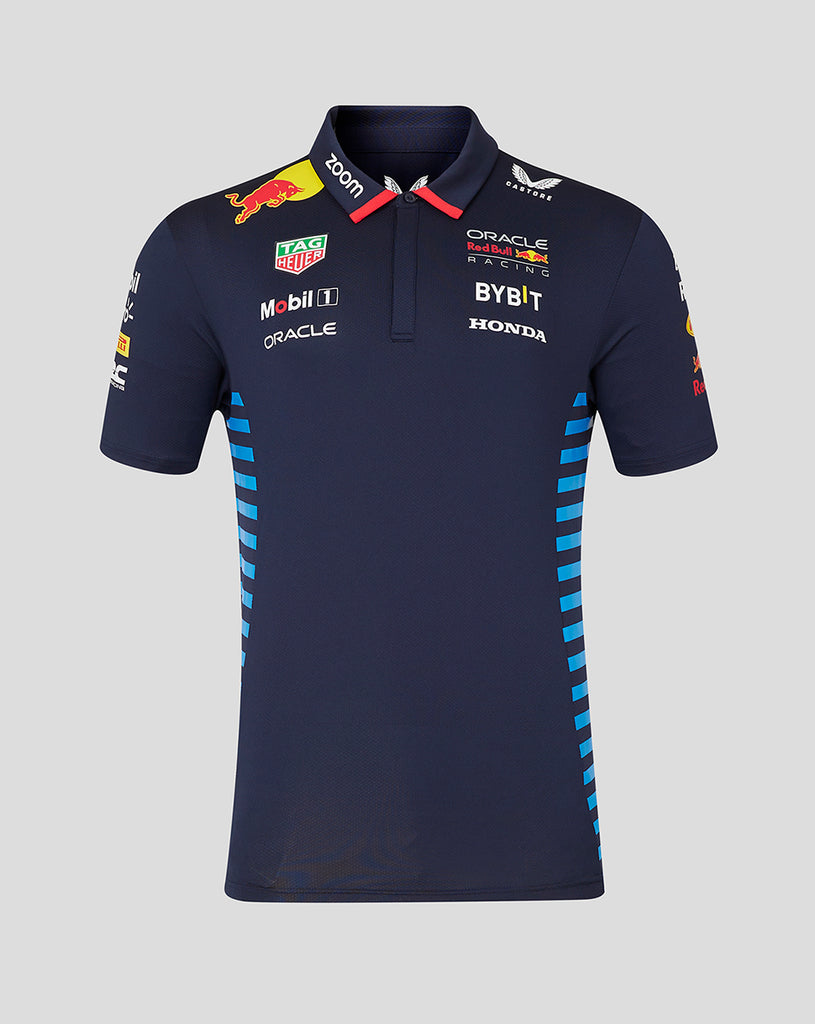 Red Bull Racing F1 Mens Replica Short Sleeve Night Sky Blue Polo Shirt