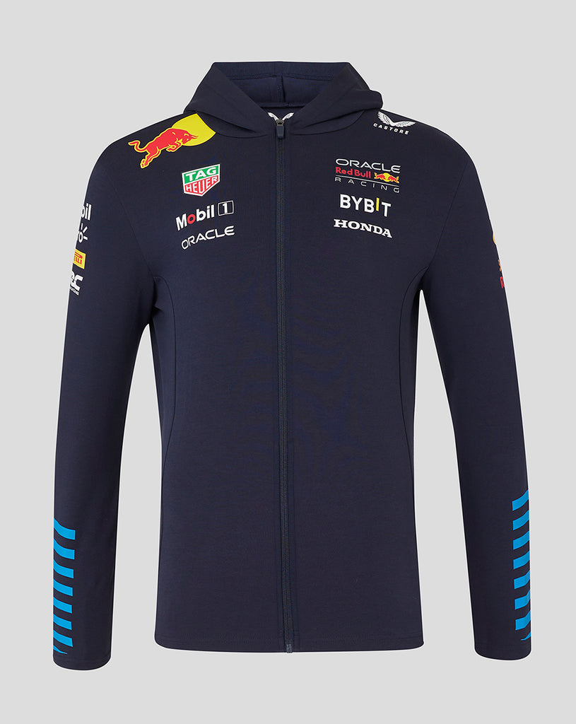 Red Bull Racing F1 Mens Replica Full Zip Long Sleeve Night Sky Blue Hoodie