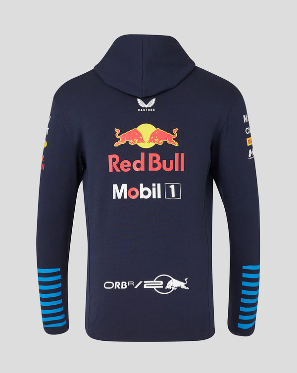 Red Bull Racing F1 Mens Replica Full Zip Long Sleeve Night Sky Blue Hoodie