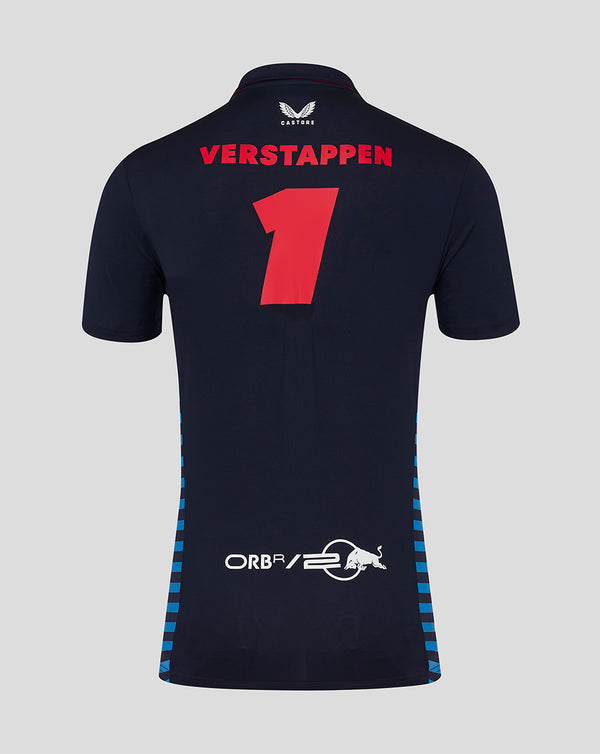 Oracle Red Bull Racing F1 Team Mens Max Verstappen Short Sleeve Night Sky Blue Polo Shirt
