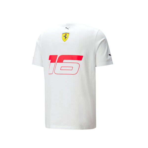 Scuderia Ferrari F1 Driver Charles Leclerc Mens Monaco GP White T-Shirt