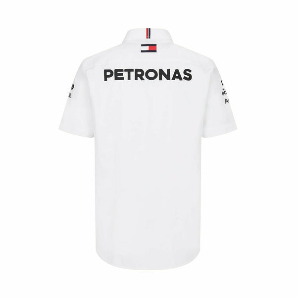Mercedes AMG Petronas F1 Team Mens Button White Polo Shirt 2022