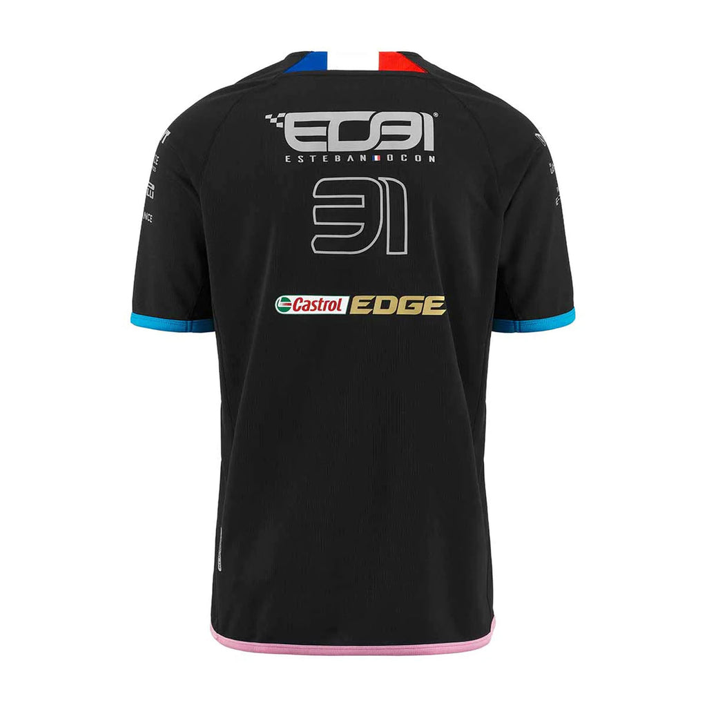Alpine Racing F1 2023 Driver Esteban Ocon Kids Black/Liquid Blue/Pink T-Shirt