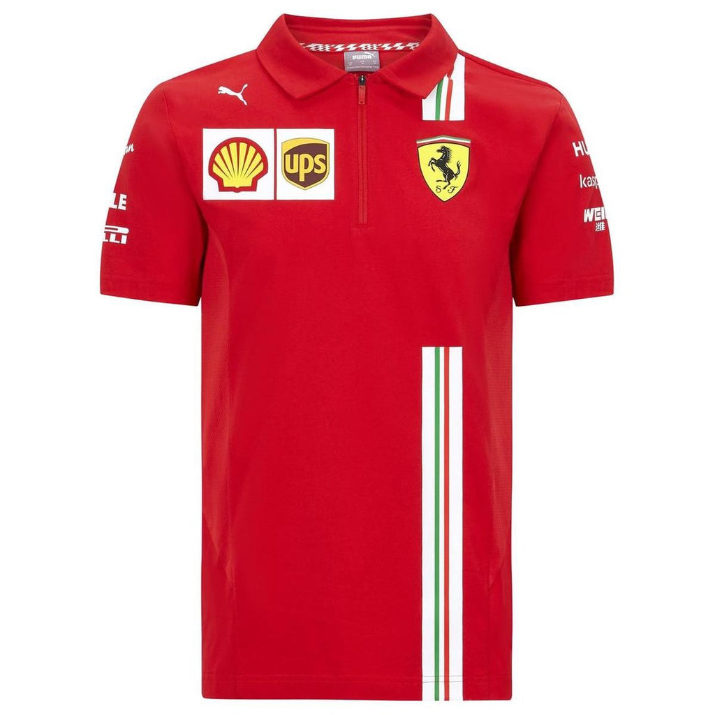 Scuderia Ferrari F1 Team Mens Puma Short Sleeve Rosso Corsa Red Polo Shirt 2020