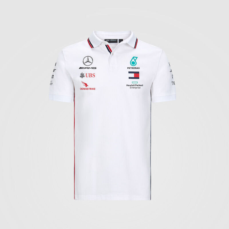 Mercedes AMG Petronas Team Mens White Polo 2020