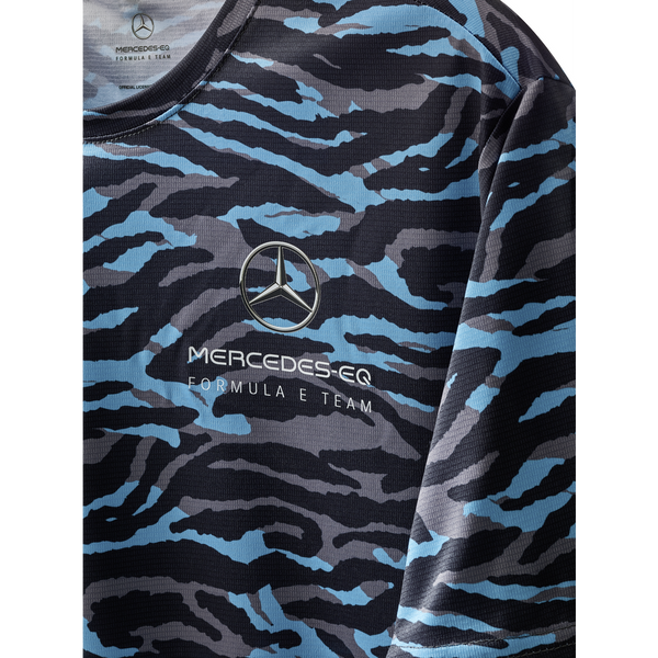 Mercedes Benz EQ Formula E Team Mens S8 Graphic Camo Blue T-Shirt