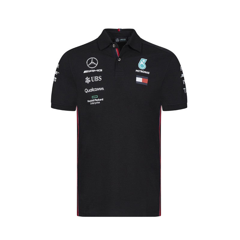 Mercedes AMG Petronas F1 Team Mens Polo Black Shirt 2019