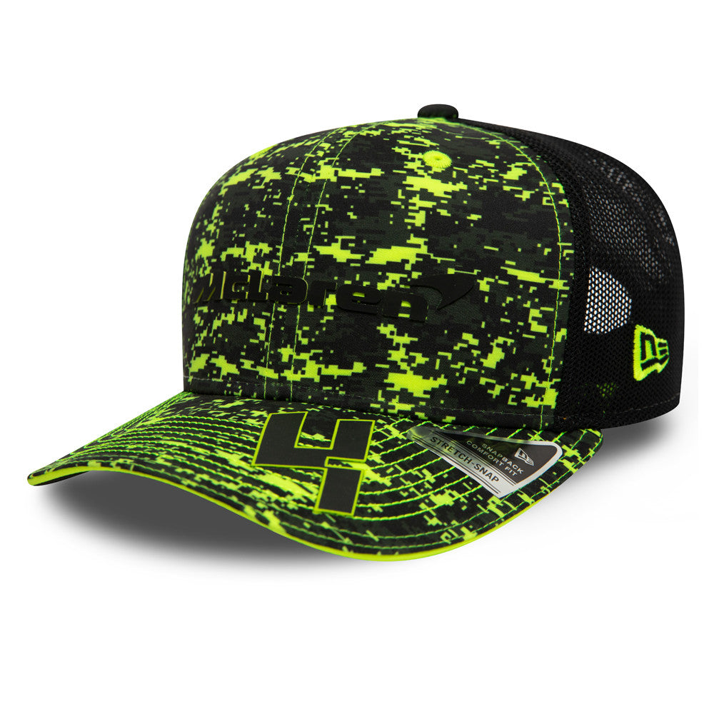 McLaren F1 New Era 9FIFTY Unisex Lando Norris Glitch Stretch Snap Green Hat 2021