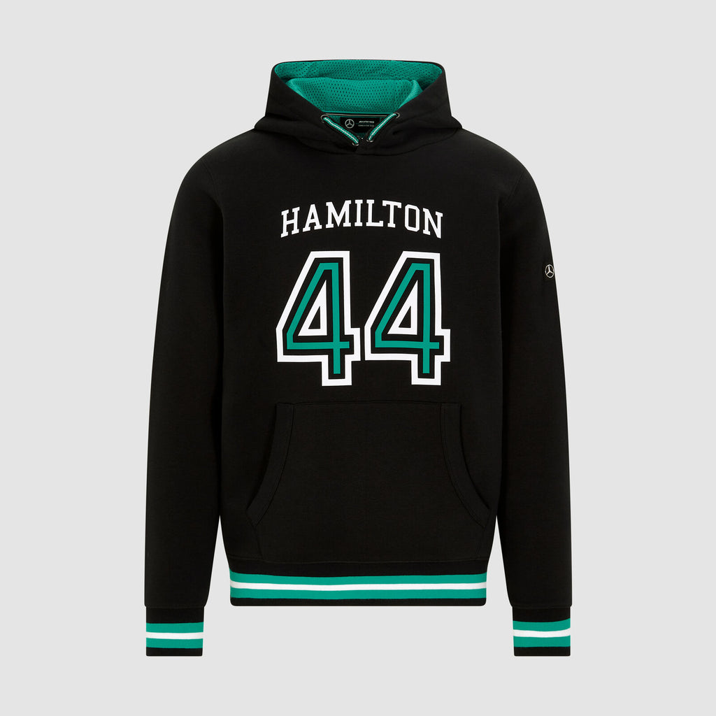 Mercedes AMG Petronas F1 Mens Driver Lewis Hamilton #44 Black Hoodie