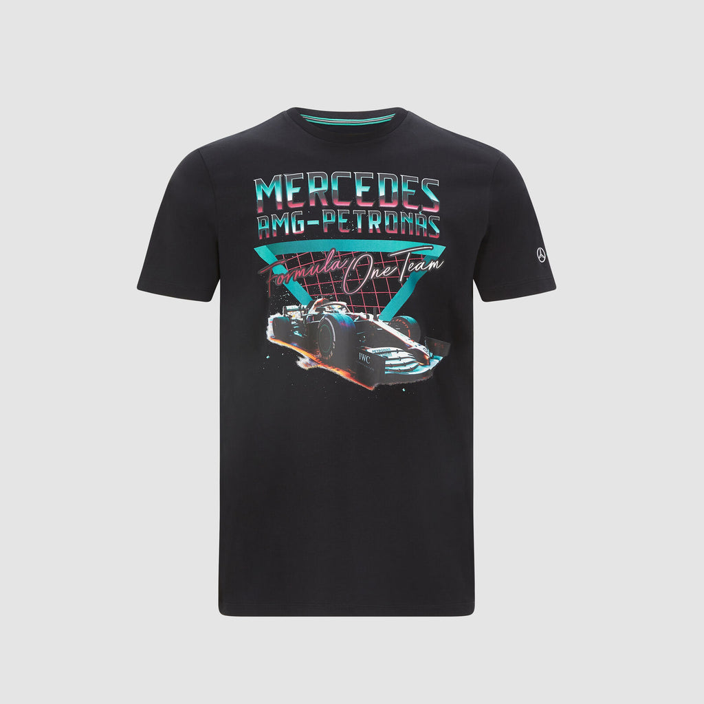 Mercedes AMG Petronas F1 Mens Retro Graphic Black T-Shirt