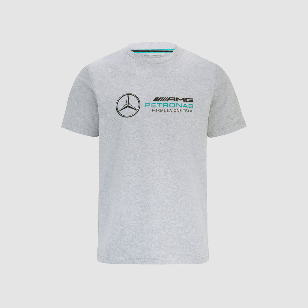 Mercedes AMG Petronas F1 Team Mens Large Logo Grey T-Shirt