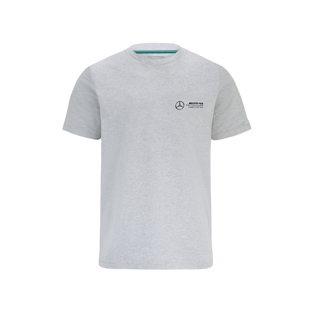 Mercedes AMG Petronas F1 Unisex Small Logo Grey/Black T-Shirt