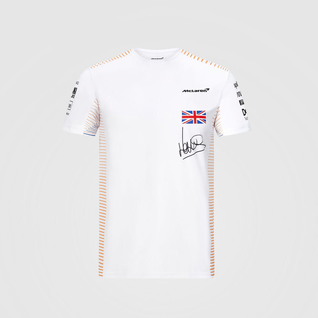 McLaren F1 Team Mens Driver Lando Norris White T-Shirt 2021