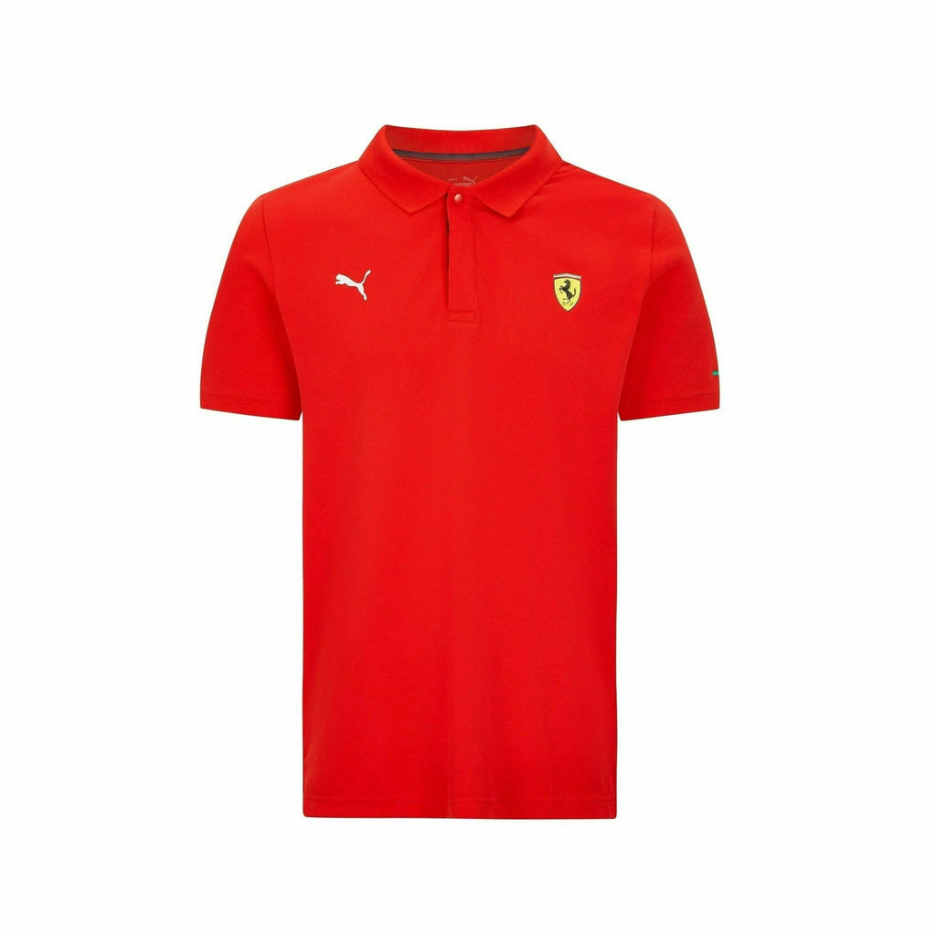 Scuderia Ferrari F1 Mens Puma Small Shield Logo Red Polo Shirt