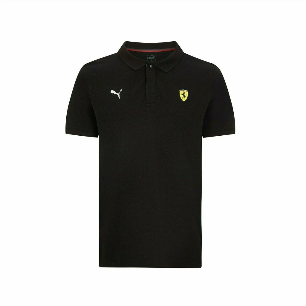 Scuderia Ferrari F1 Mens Puma Small Shield Logo Black Polo Shirt