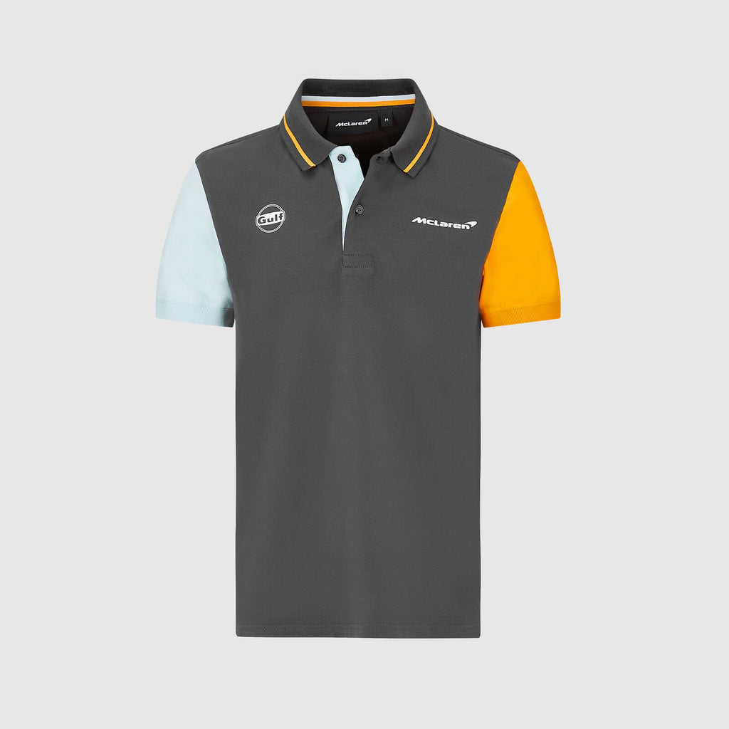 McLaren F1 Gulf Mens Block Antracit Grey Polo 2021