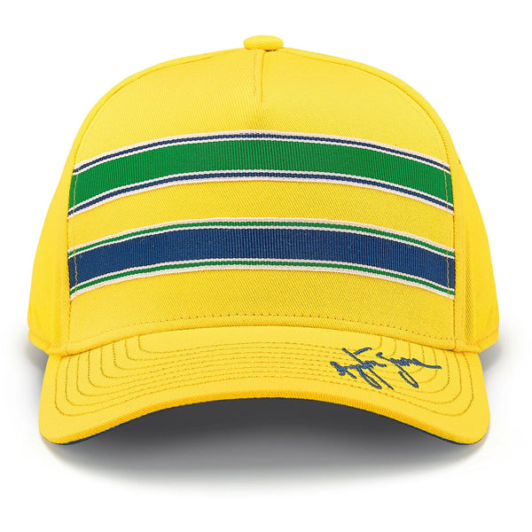 Ayrton Senna F1 Mens Stripe Yellow Baseball Hat