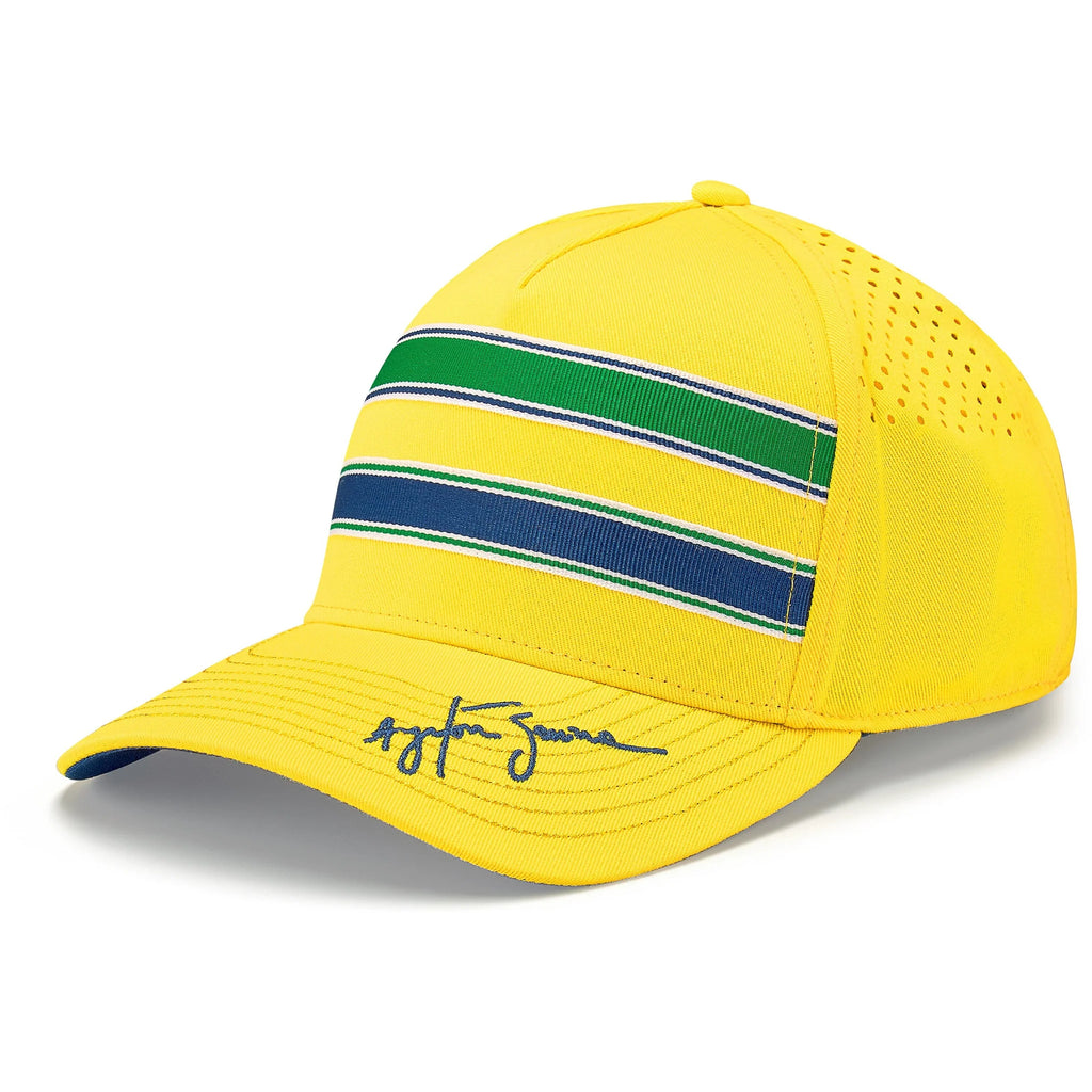 Ayrton Senna F1 Mens Stripe Yellow Baseball Hat