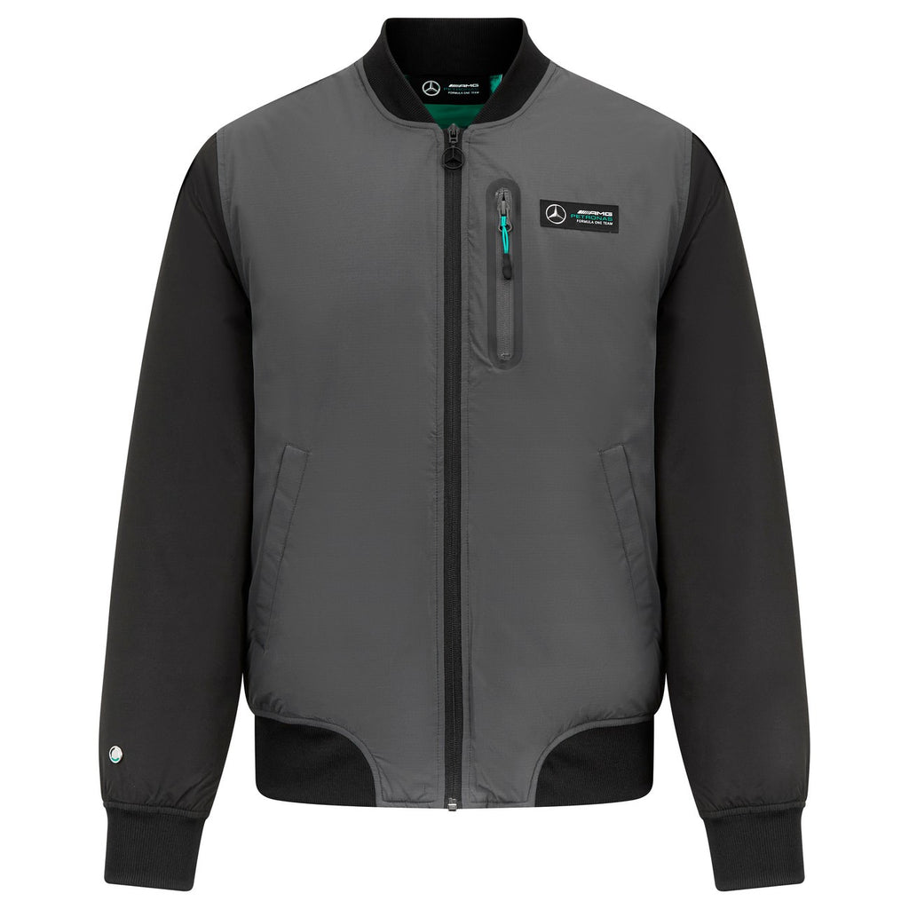 Mercedes AMG Petronas F1 Team Mens Bomber Grey and Black Jacket