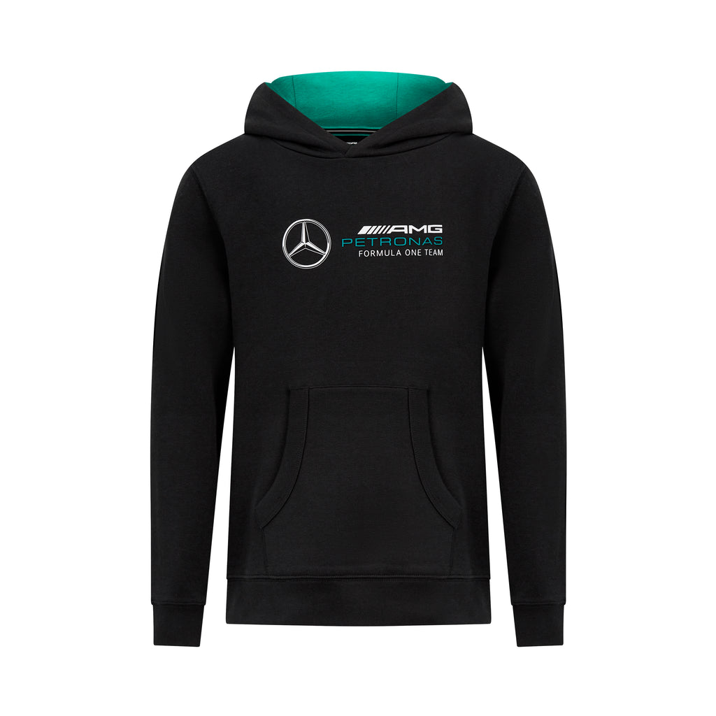 Sweat à capuche noir avec logo Mercedes AMG Petronas F1 Team pour enfants