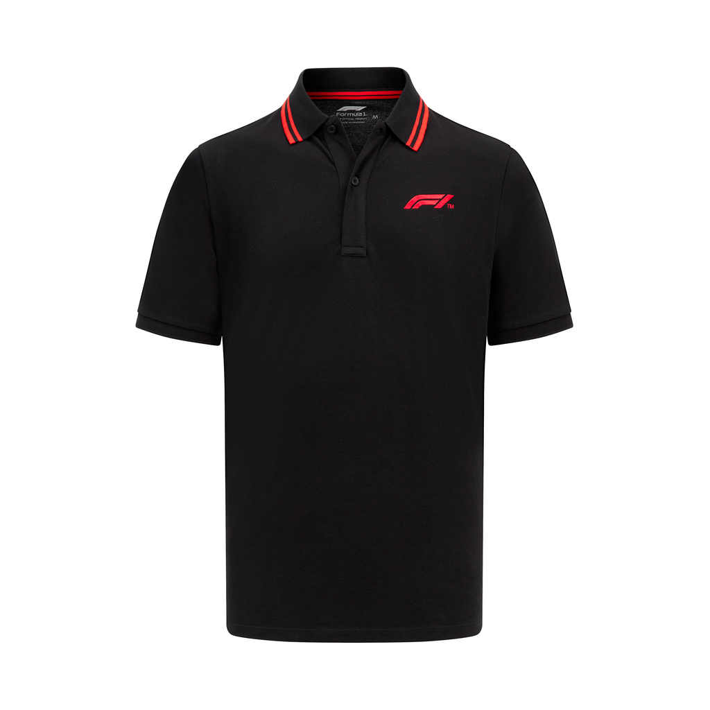 Polo noir avec logo Formula 1 Tech Collection pour hommes