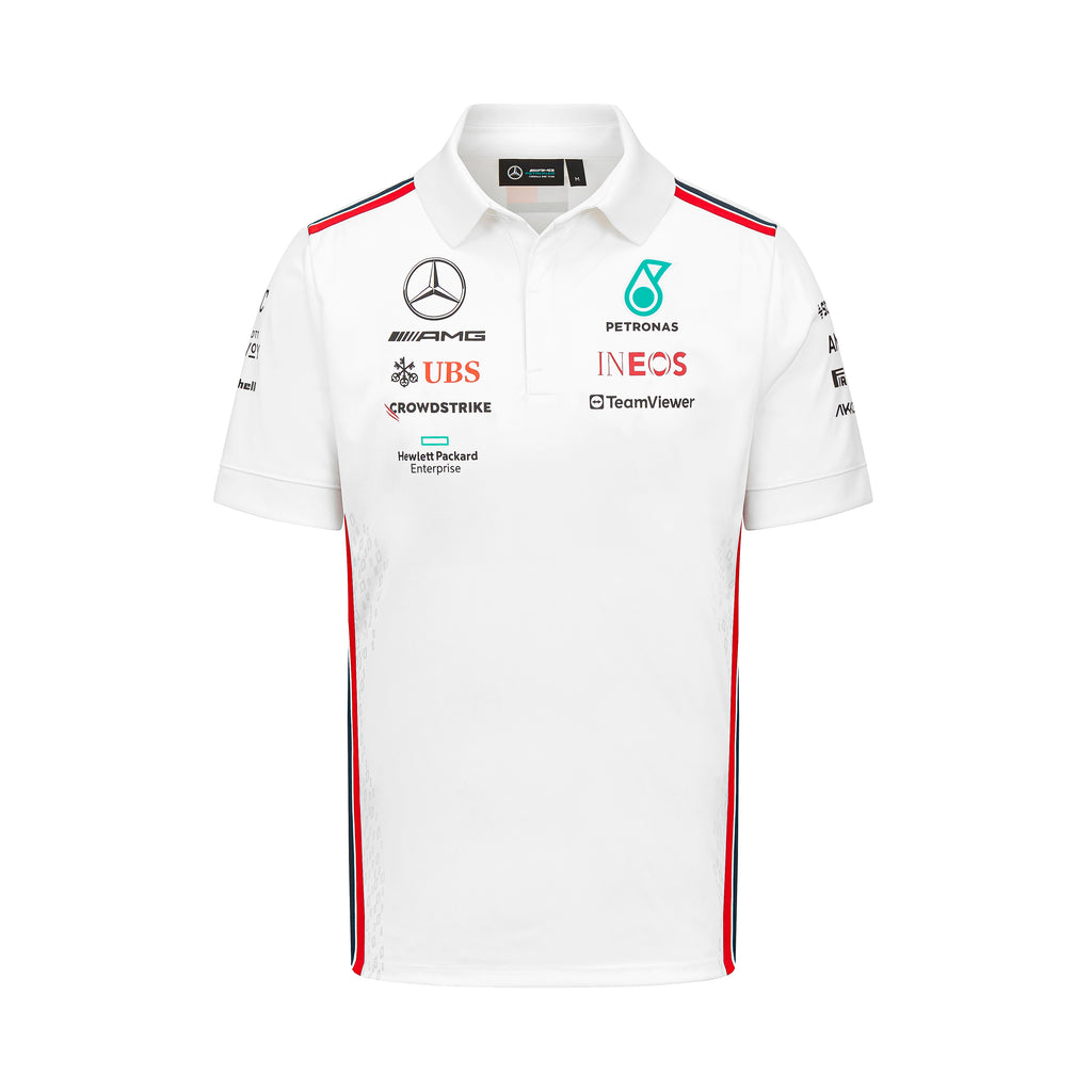 Mercedes AMG Petronas F1 Team Mens Black/White Polo