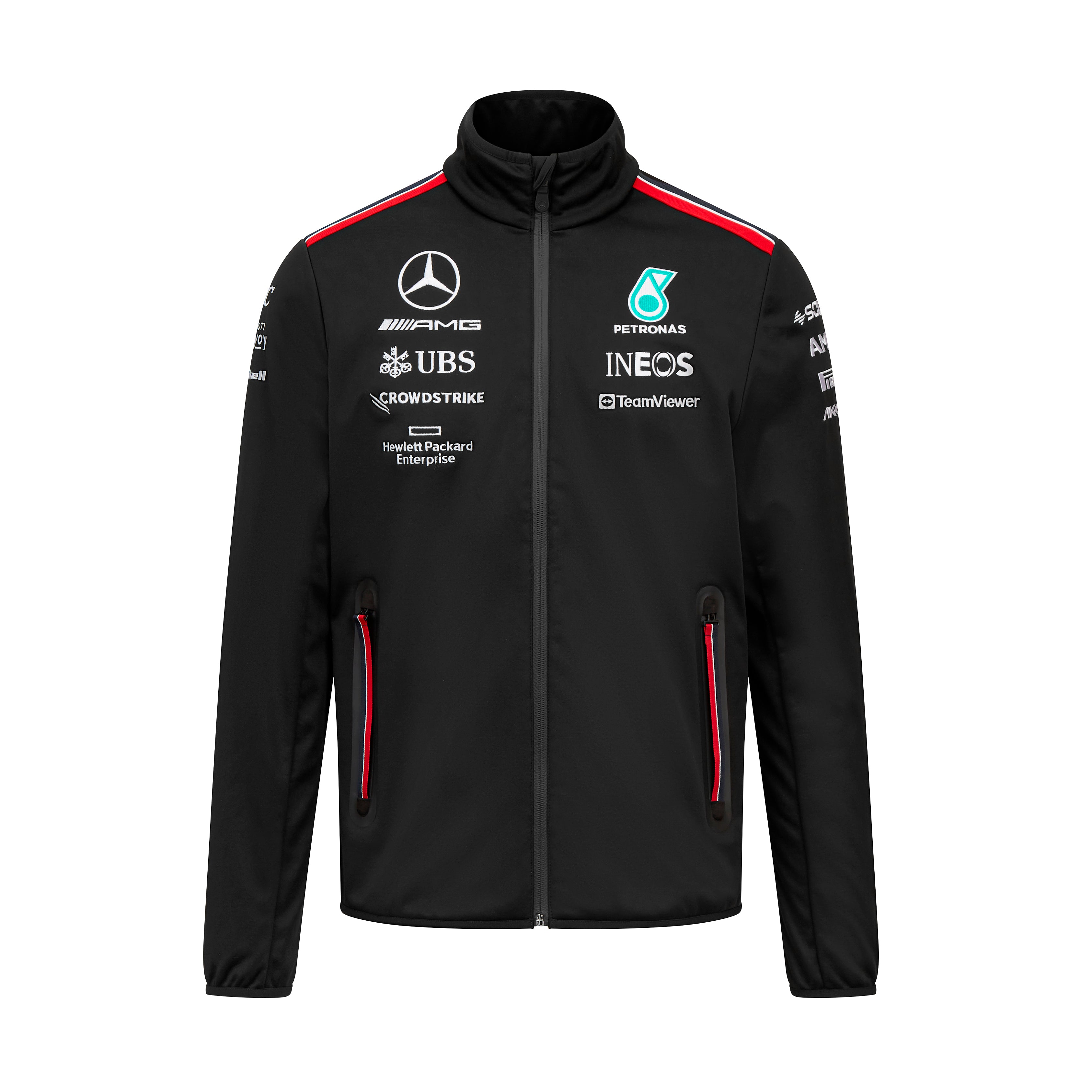 Mercedes PETRONAS ナイロンジャケット ブラック Mercedes AMG Petronas F1 Team Mens Softshell Black Jacket