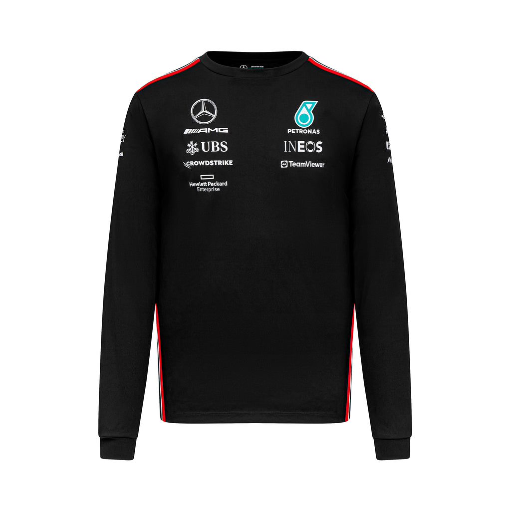 Chemise noire à manches longues pour hommes Mercedes AMG Petronas F1 Team