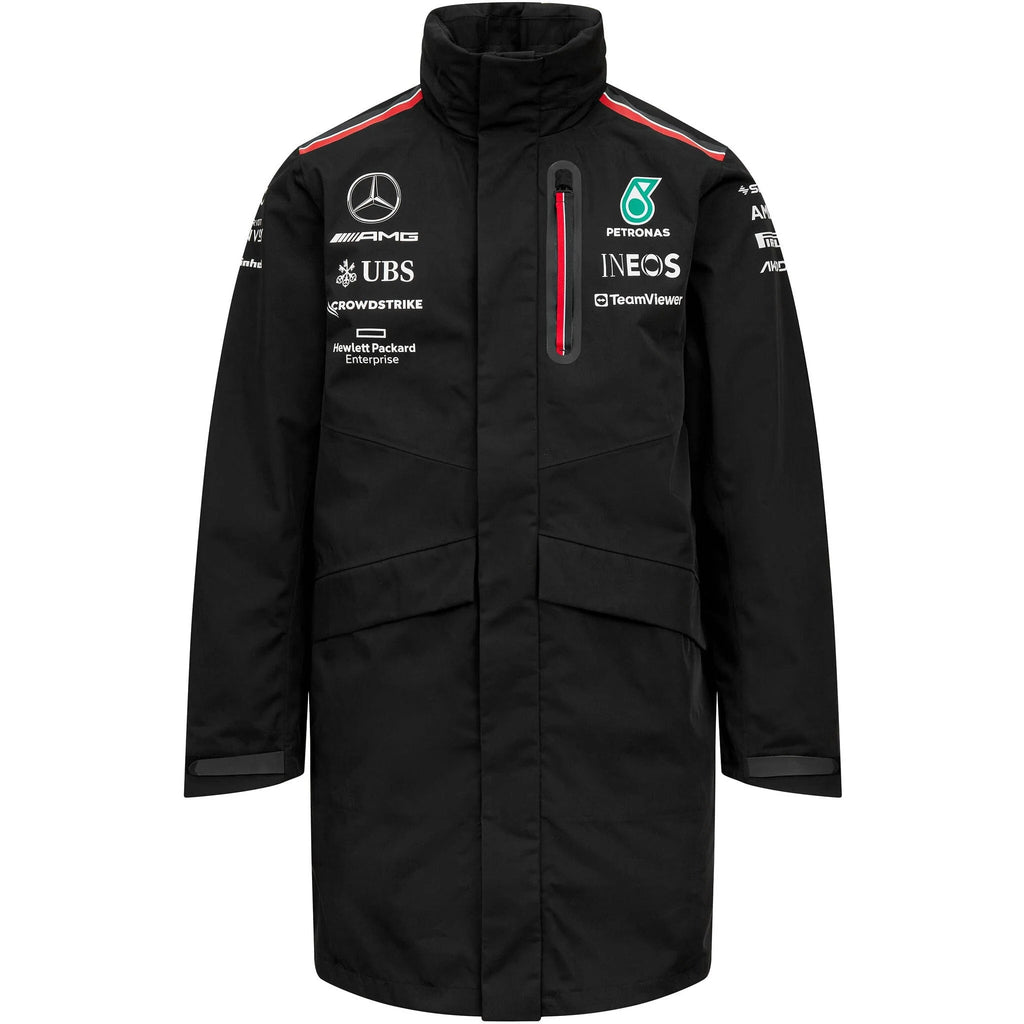 Veste de pluie noire Mercedes AMG Petronas F1 pour hommes