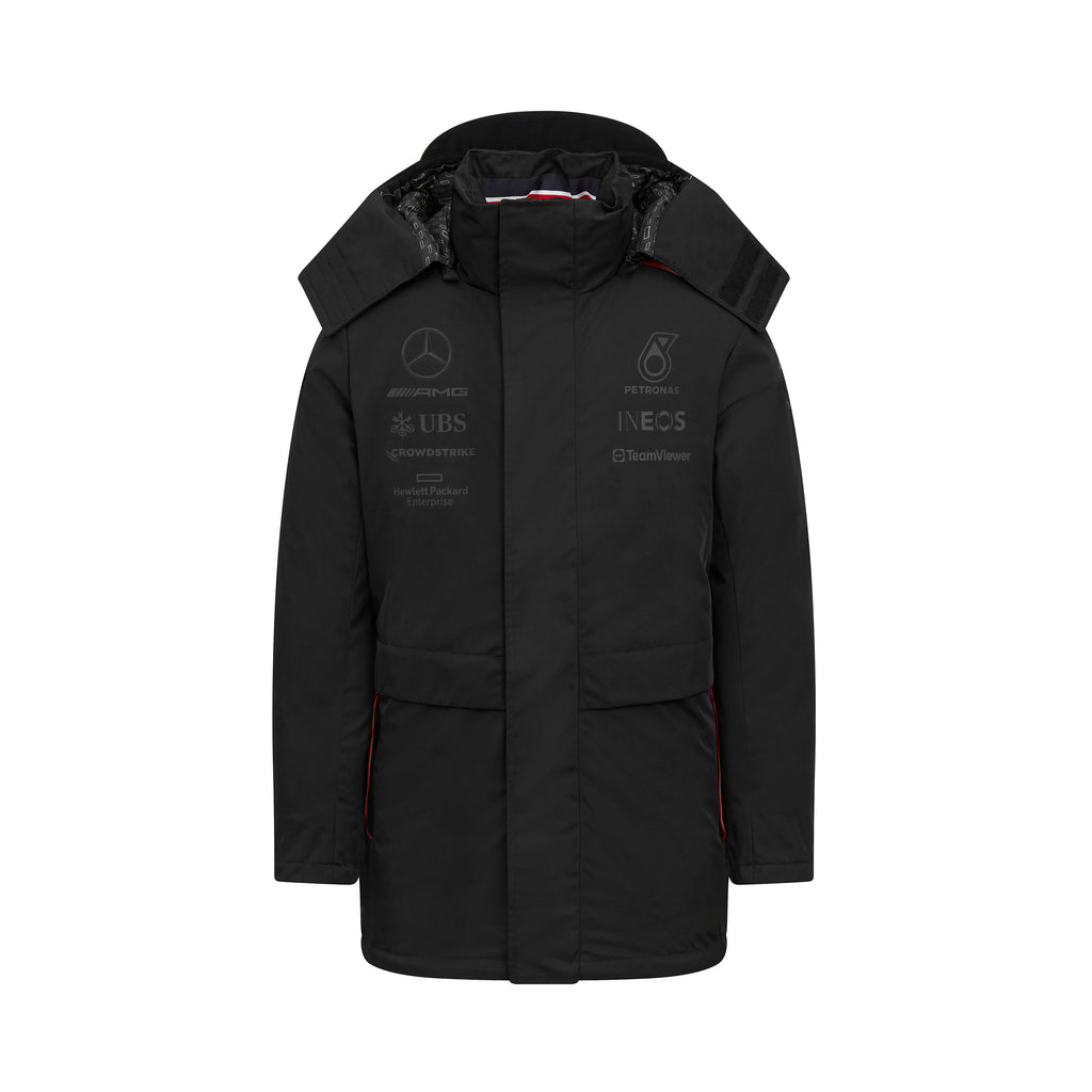 Manteau d'hiver noir de l'équipe Mercedes AMG Petronas F1 pour hommes