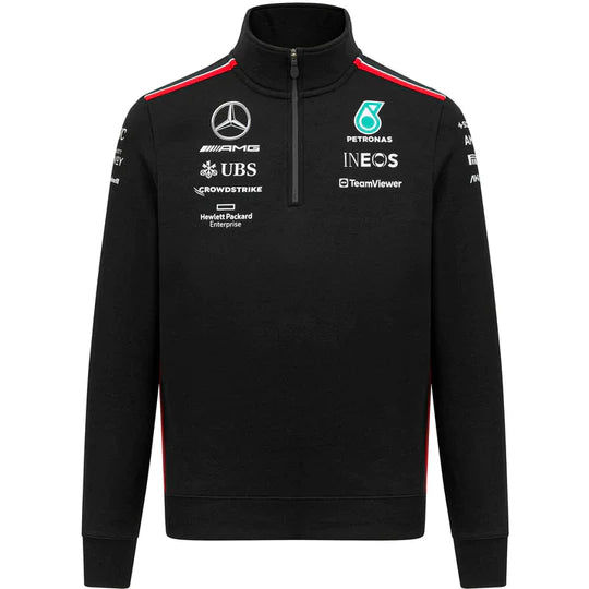 Mercedes AMG Petronas F1 Team Mens 1/4 Zip Black Sweatshirt