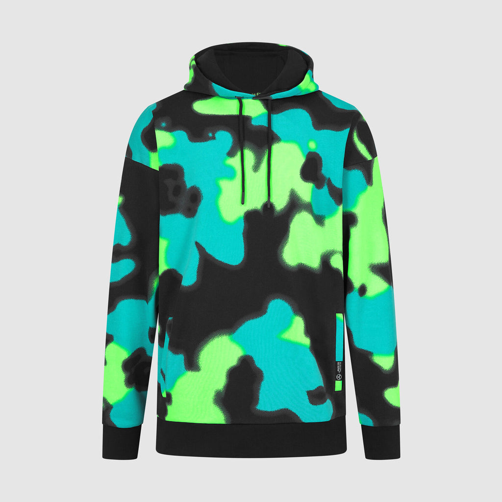 Mercedes AMG Petronas F1 Mens Spray Camo Relaxed Fit Hoodie