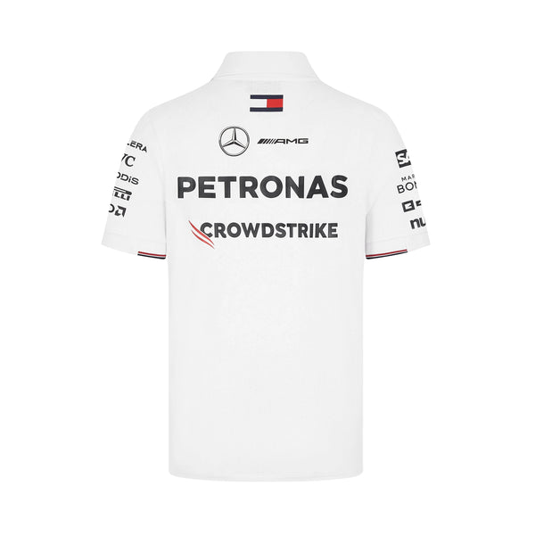 Mercedes AMG Petronas F1 Team Mens White Polo Shirt 2024