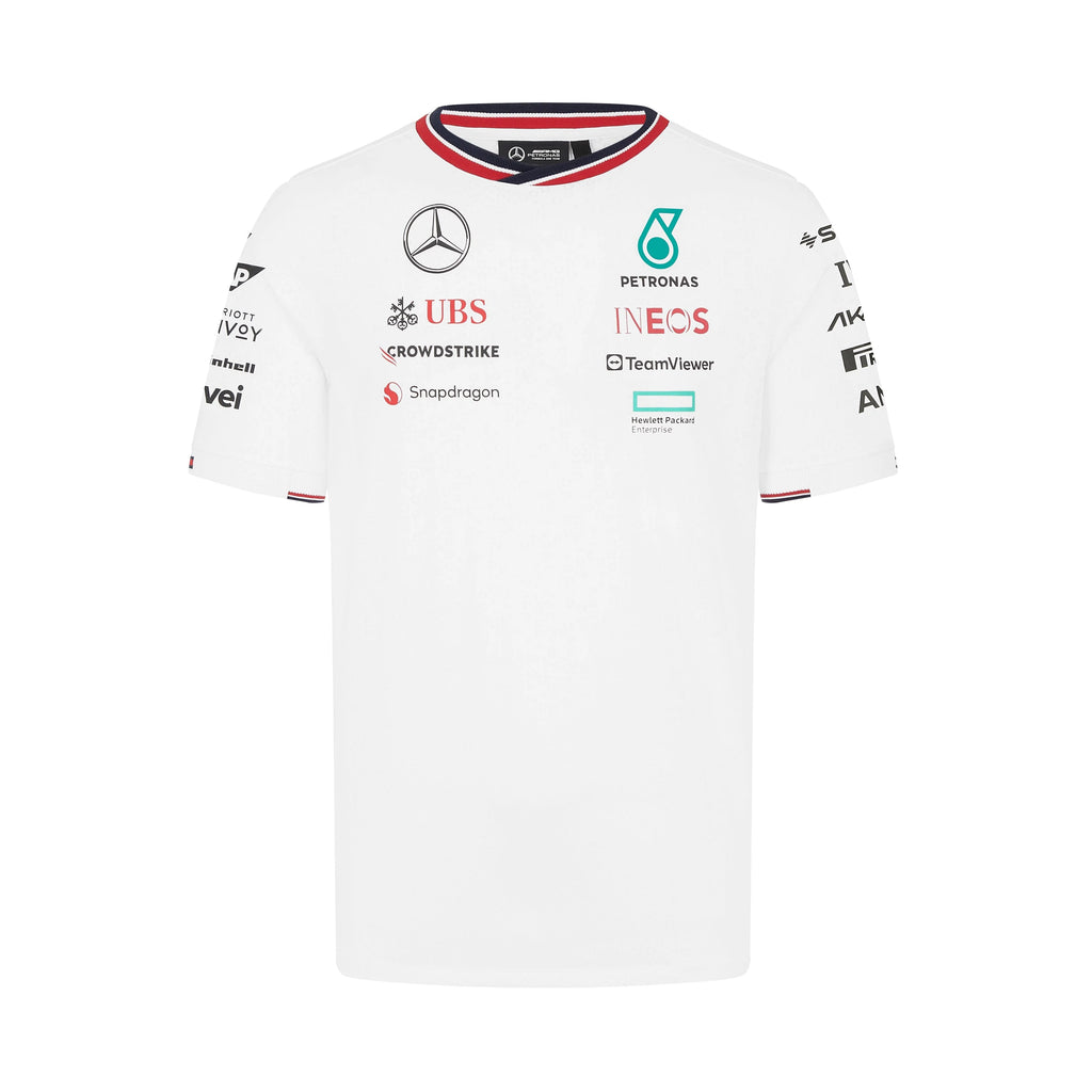 Mercedes AMG Petronas F1 Team Mens White T-shirt 2024