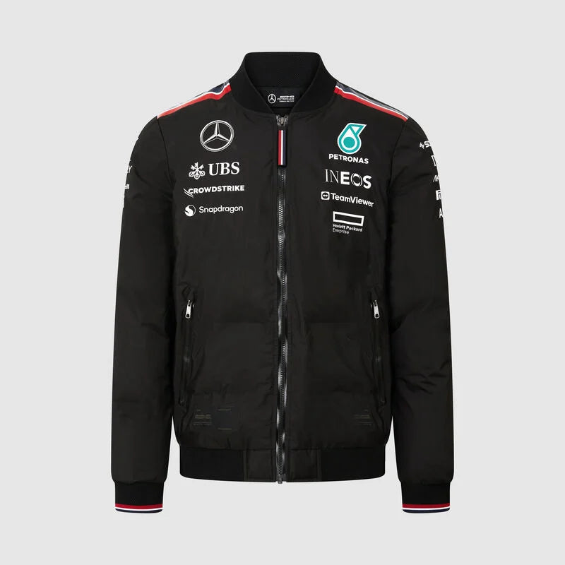 Mercedes AMG Petronas F1 Mens Insulated Bomber Black Jacket 2024