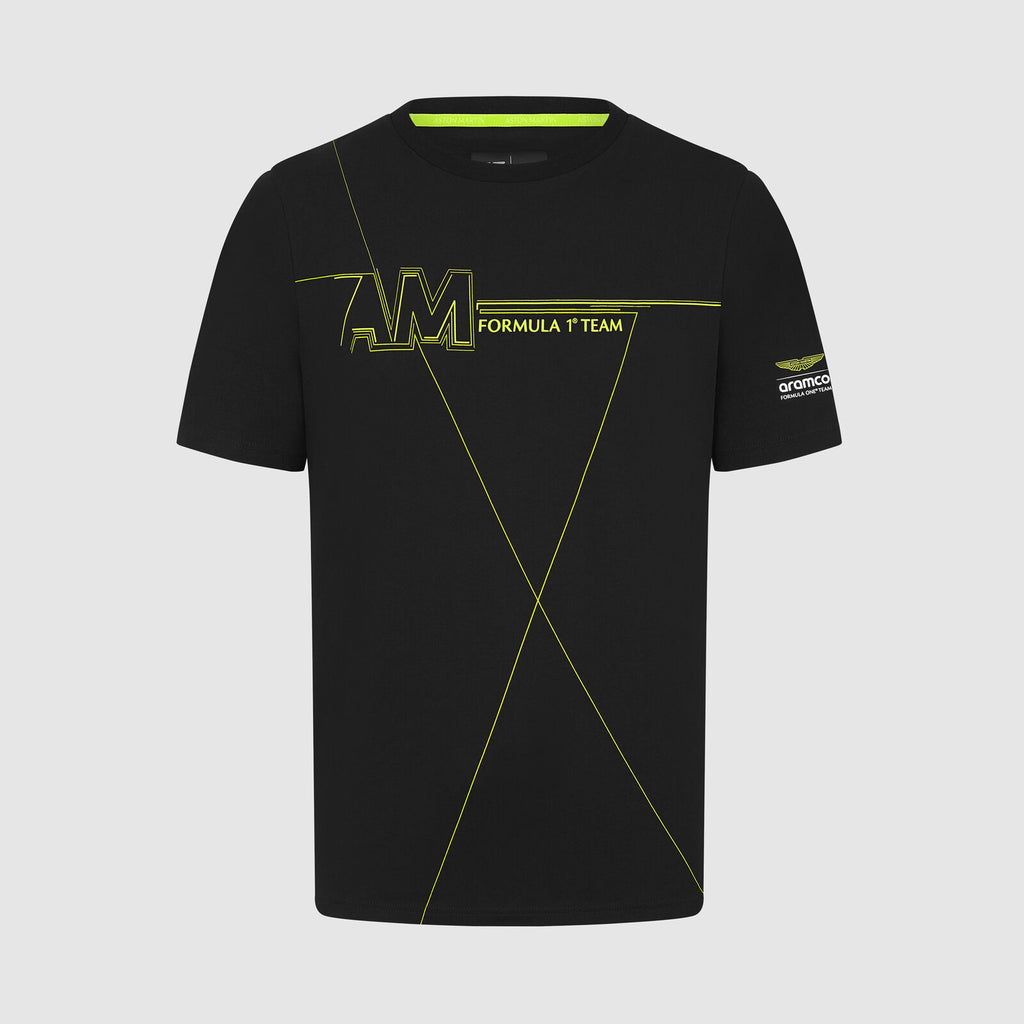 Aston Martin F1 Team Mens Wireframe Graphic Black T-shirt