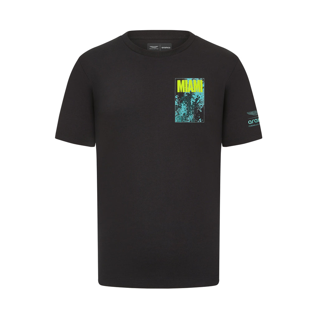 Aston Martin F1 Team Mens Midnight Miami Black T-shirt