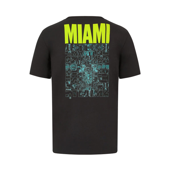 Aston Martin F1 Team Mens Midnight Miami Black T-shirt