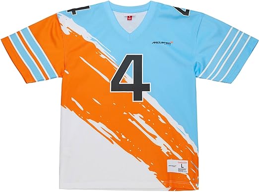 McLaren Racing F1 Mens Special Edition Miami GP Lando Norris Mitchell & Ness Paintbrush Blue and Orange Jersey