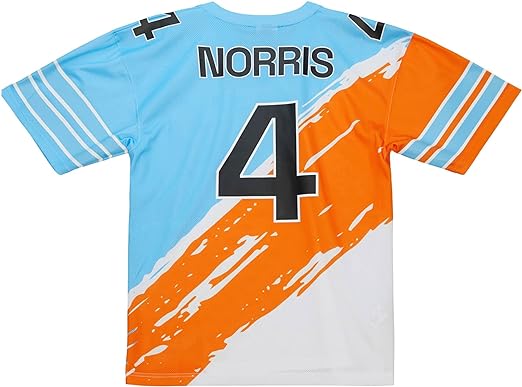 McLaren Racing F1 Mens Special Edition Miami GP Lando Norris Mitchell & Ness Paintbrush Blue and Orange Jersey