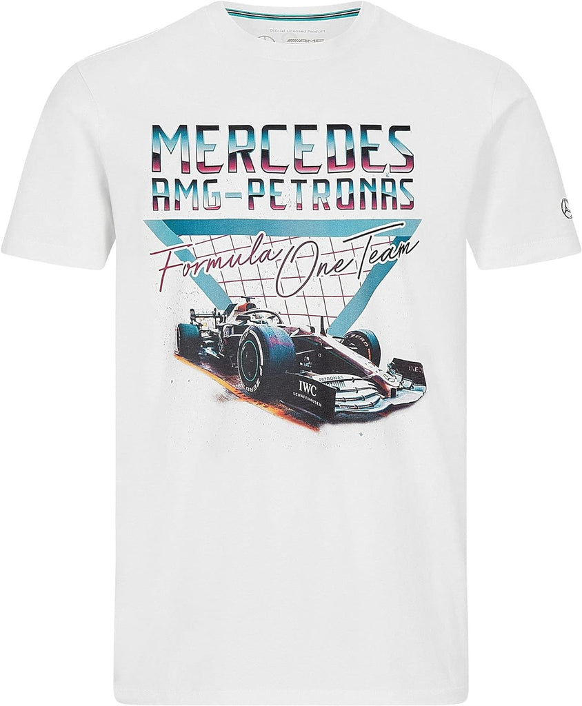 Mercedes AMG Petronas F1 Mens Retro Graphic White T-Shirt