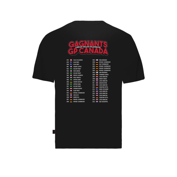 Circuit Gilles Villeneuve Mens Winners Black T-Shirt 2023