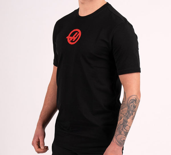 Haas F1 Team Mens Roundel Centre Essentials Black T-Shirt